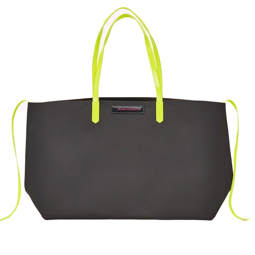 NWT Drunk Elephant Gray Rubber / Jelly Tote with Neon Shoulder Straps
